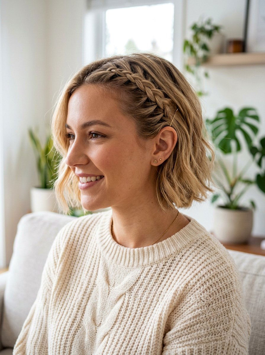 Short Hair Braided Front Section - 20 quick office hairstyle for short hair - 20 quick office hairstyle for short hair