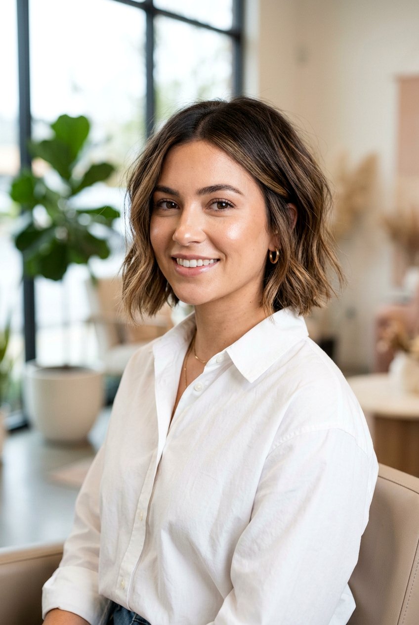 Short Hair Brunette Balayage With Root Melt - 20 brunette balayage with root melt - 20 brunette balayage with root melt