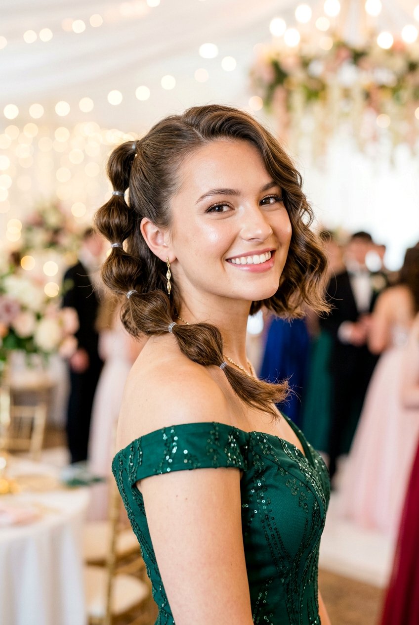 Short Hair Bubble Ponytail Accent for Prom - 20 prom hairstyles for short hair - 20 prom hairstyles for short hair