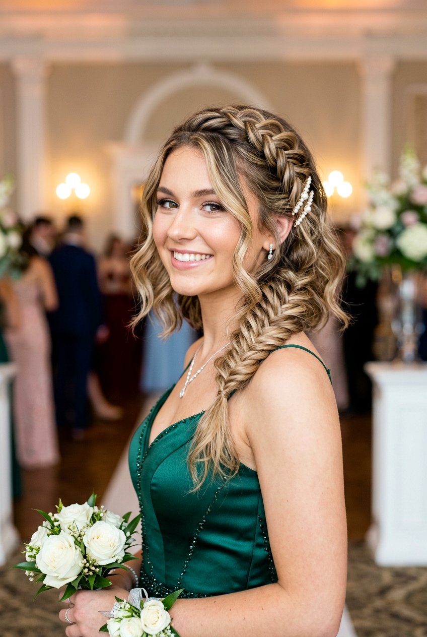 Short Hair Chunky Fishtail Braid for Prom - 20 prom hairstyles for short hair - 20 prom hairstyles for short hair