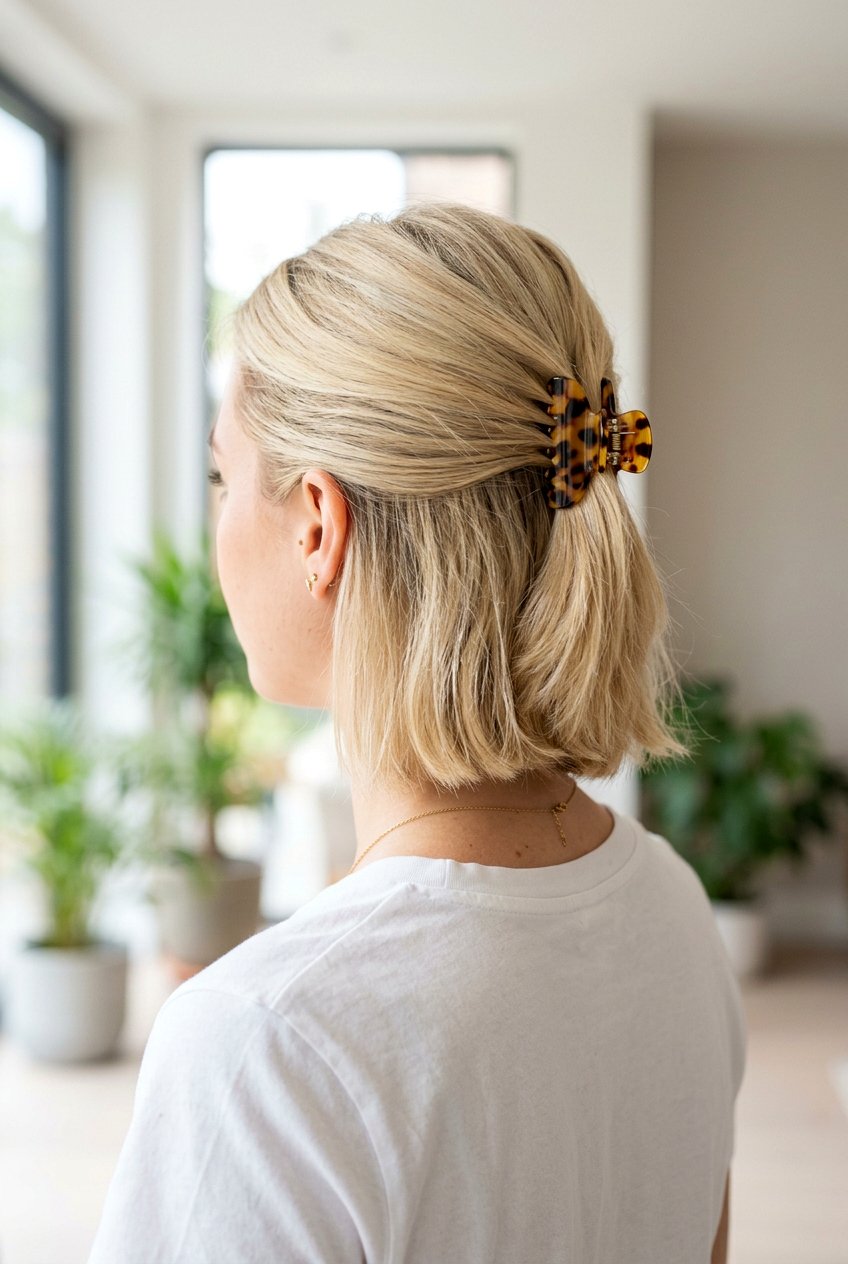 Short Hair Claw Clip - 20 claw clip half up hairstyle - 20 claw clip half up hairstyle