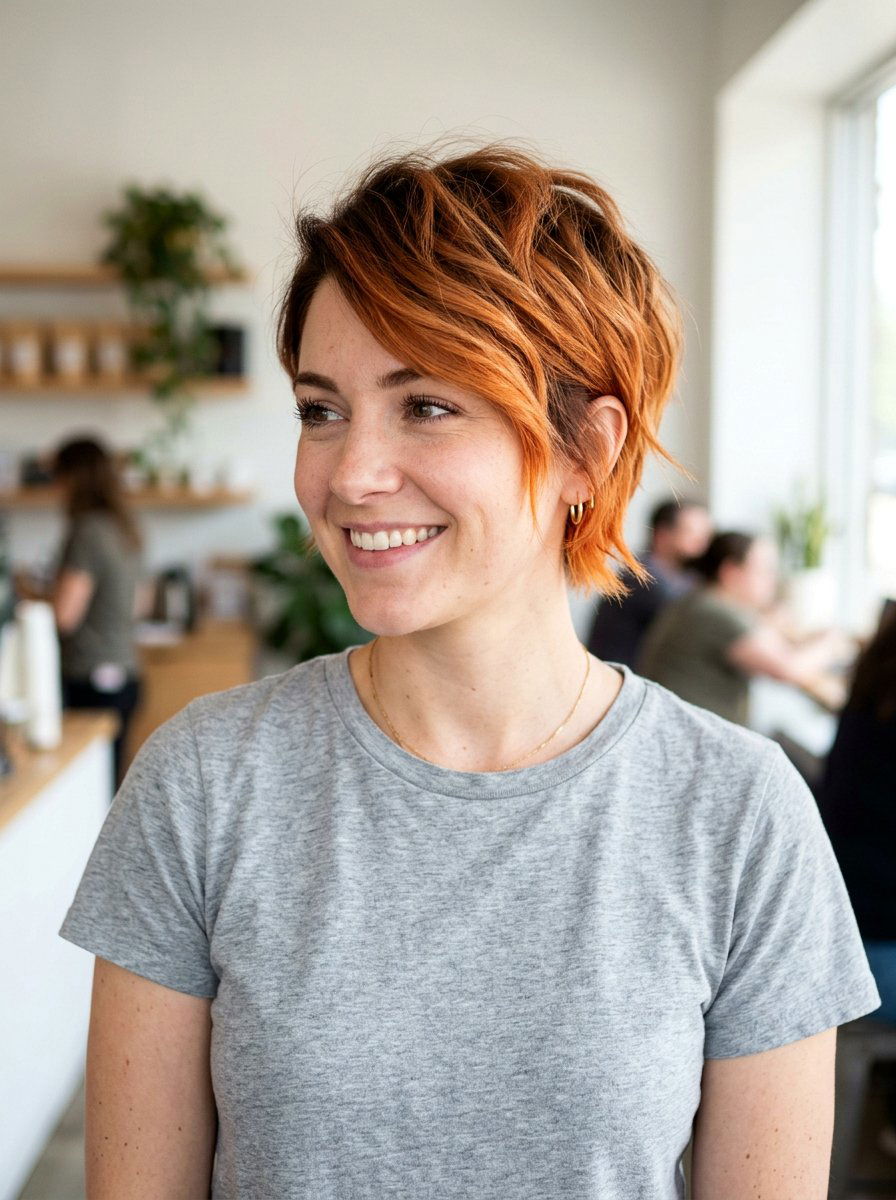 Short Hair Ginger Balayage With Shadow Root - 20 ginger balayage with shadow root1 - 20 ginger balayage with shadow root_1