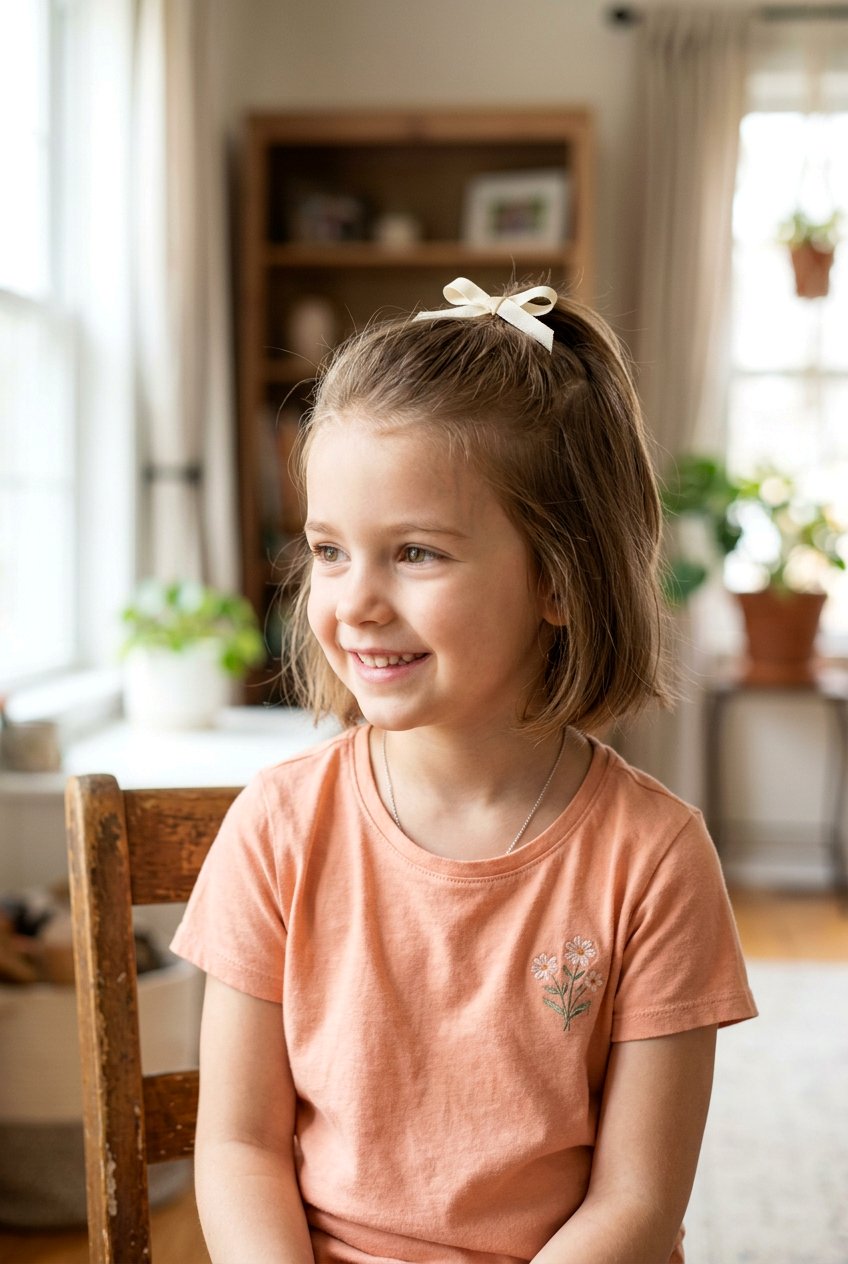 Short Hair Half Ponytail With Dainty Ribbon Bow - 20 little girls ponytail with ribbon bow - 20 little girls ponytail with ribbon bow