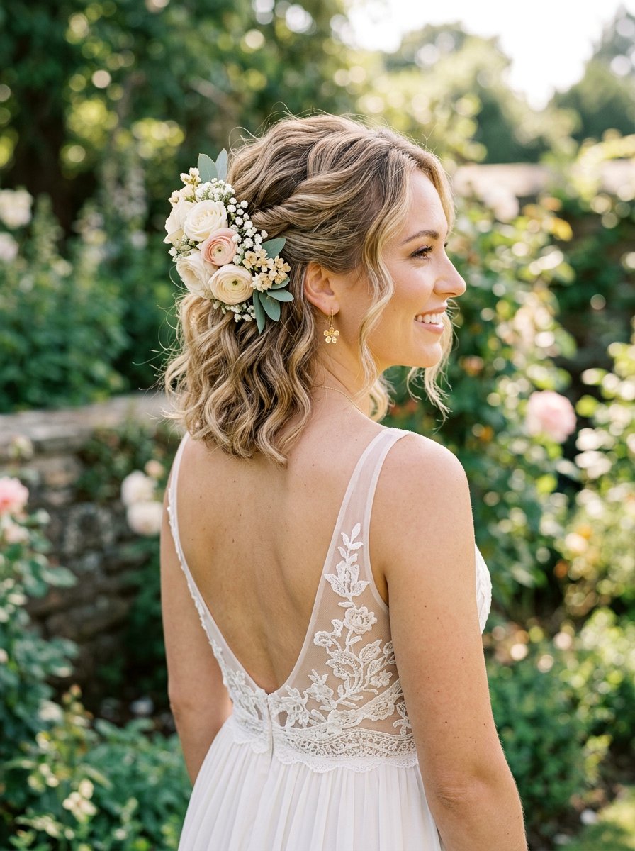 Short Hair Half Up Half Down - 20 simple bridal hairstyle for short hair - 20 simple bridal hairstyle for short hair