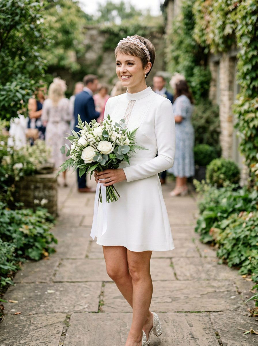 Short Hair Headband - 20 wedding hairstyles for beach ceremony - 20 wedding hairstyles for beach ceremony