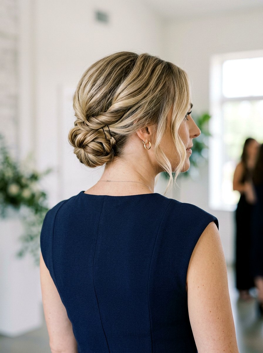 Short Hair Low Mini Chignon - 20 quick office hairstyle for short hair - 20 quick office hairstyle for short hair