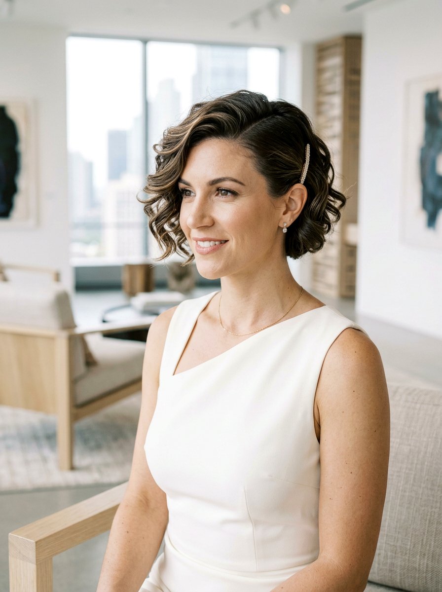 Short Hair Side Swept Curls Bride - 20 side swept curls for bride - 20 side swept curls for bride