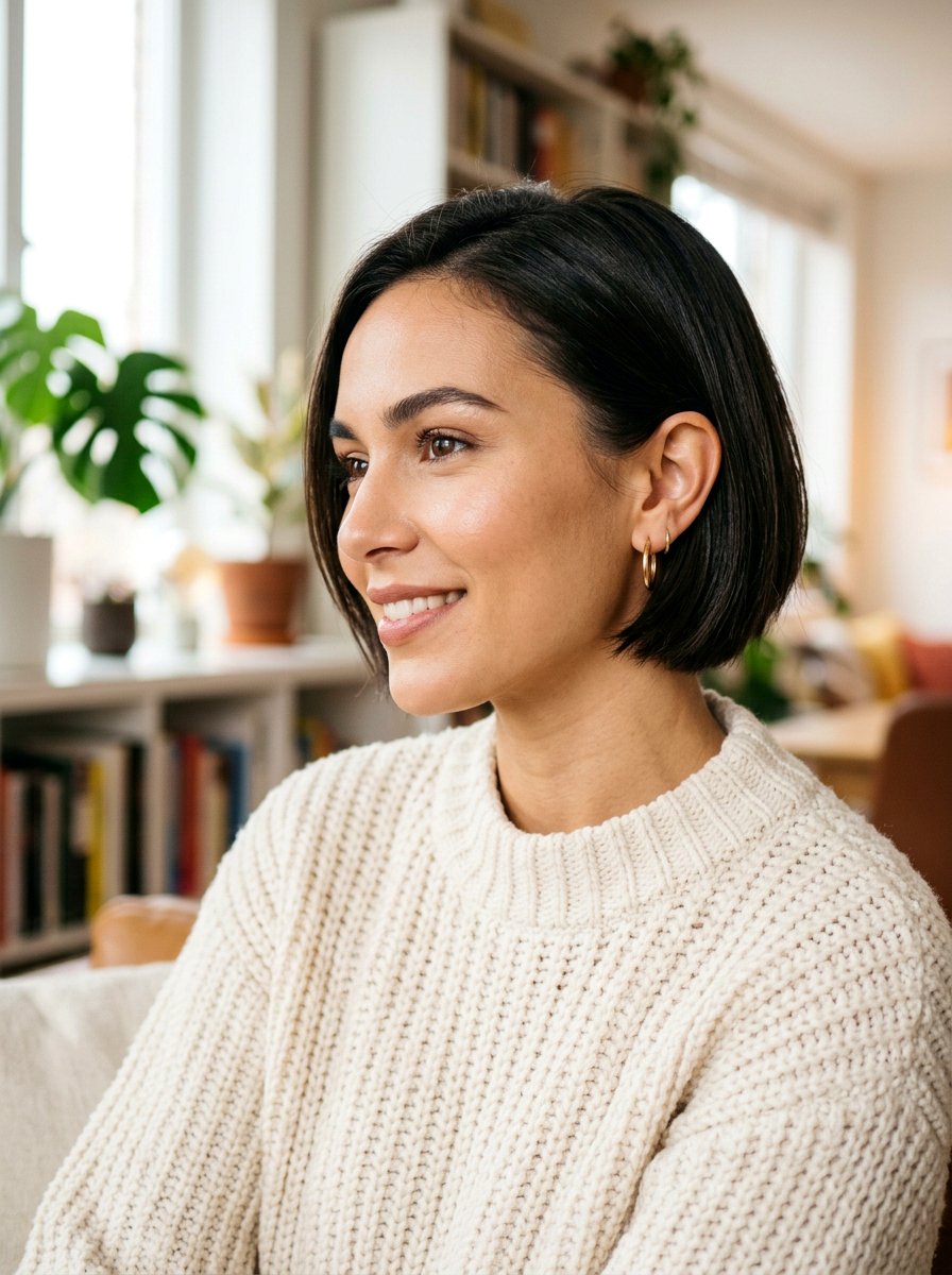 Short Hair Tuck Behind Ears - 20 cute hairstyle for coffee date - 20 cute hairstyle for coffee date
