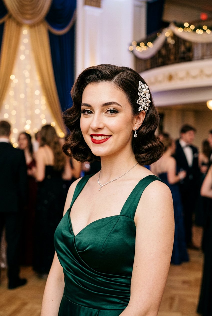 Short Hair Vintage Glam Waves for Prom - 20 prom hairstyles for short hair - 20 prom hairstyles for short hair