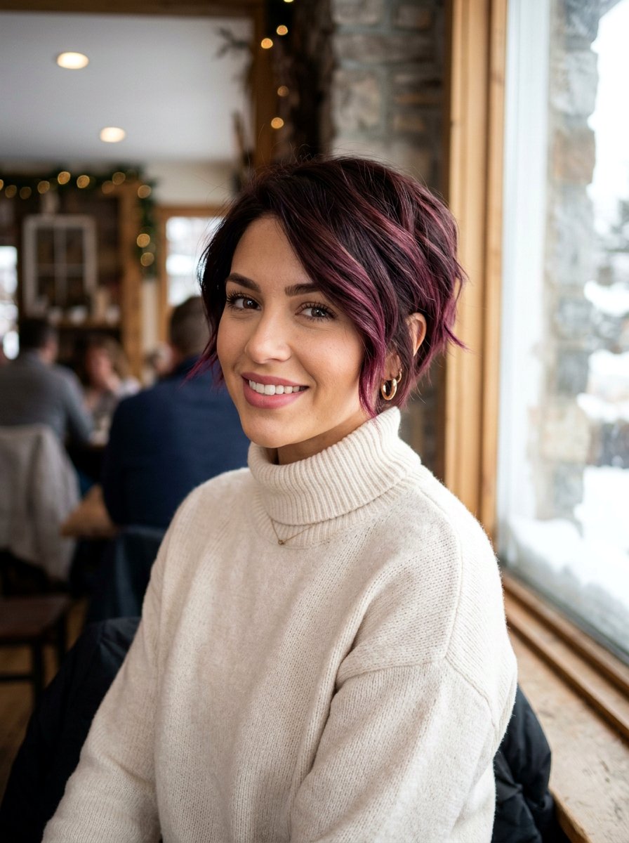 Short Hair Winter Plum Brunette Balayage - 20 winter plum brunette balayage - 20 winter plum brunette balayage