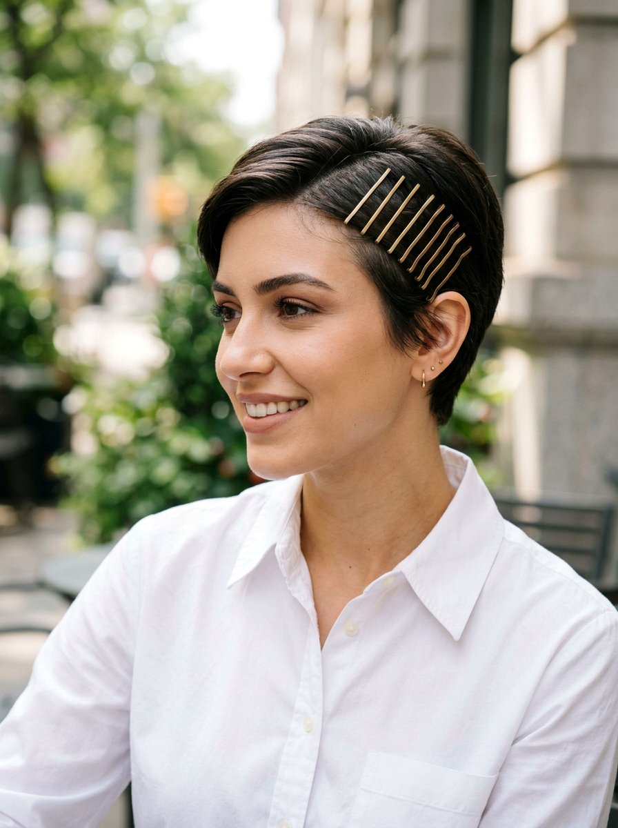 Short Hair with Bobby Pin Row - 20 quick office hairstyle for short hair - 20 quick office hairstyle for short hair