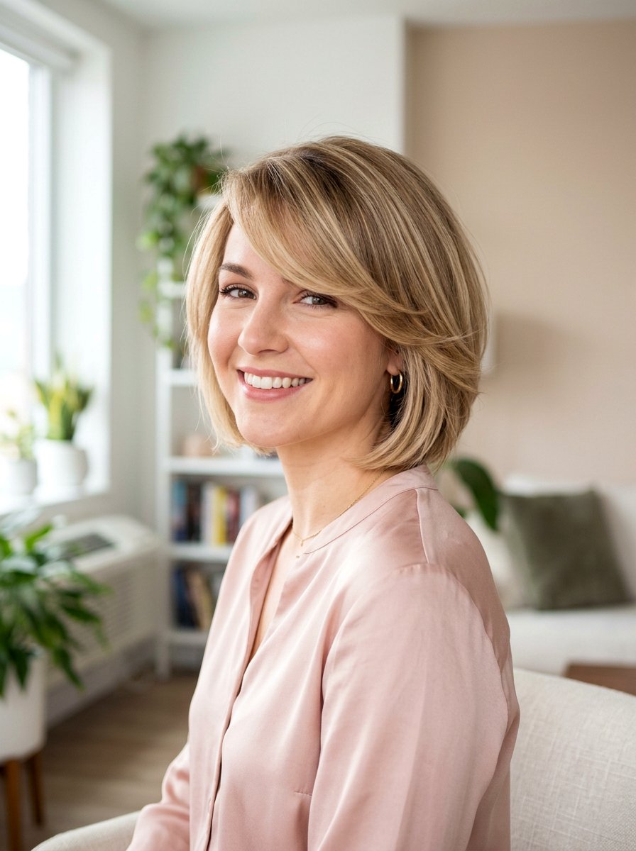 Short Hair with Side Swept Bangs - 20 quick office hairstyle for short hair - 20 quick office hairstyle for short hair