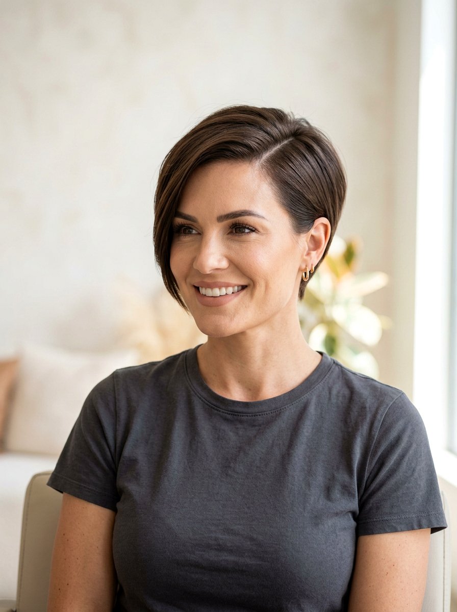 Short Haircut With Deep Side Part - 20 short haircut for square face women - 20 short haircut for square face women