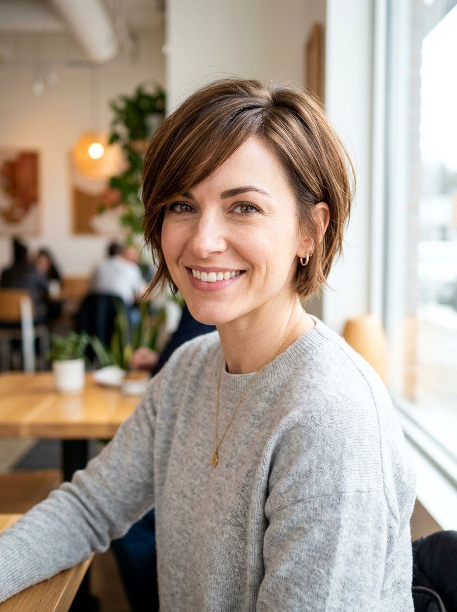 Short Haircut With Side Swept Bangs For Heart Shaped Face - 20 short haircut for heart shaped face women - 20 short haircut for heart shaped face women