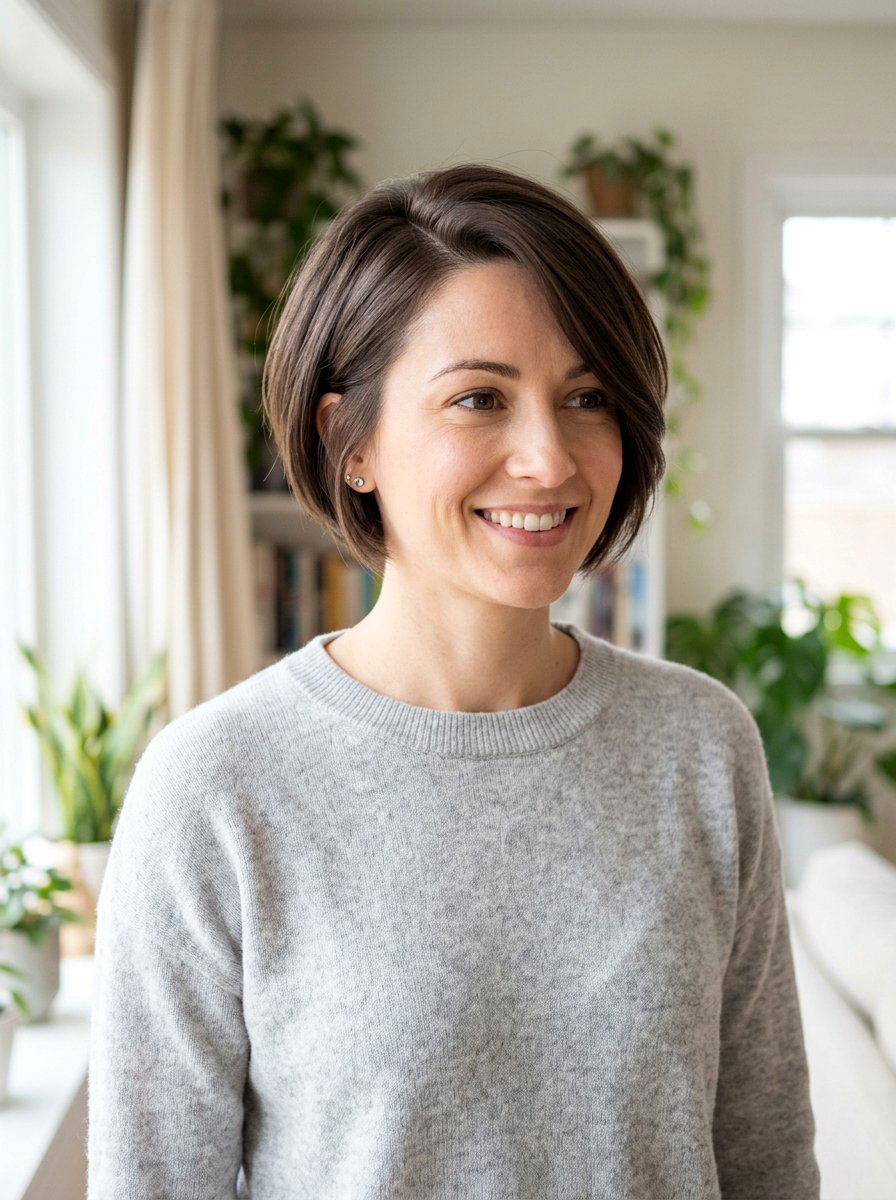 Short Haircut With Soft Side Part - 20 polished short haircut for women - 20 polished short haircut for women