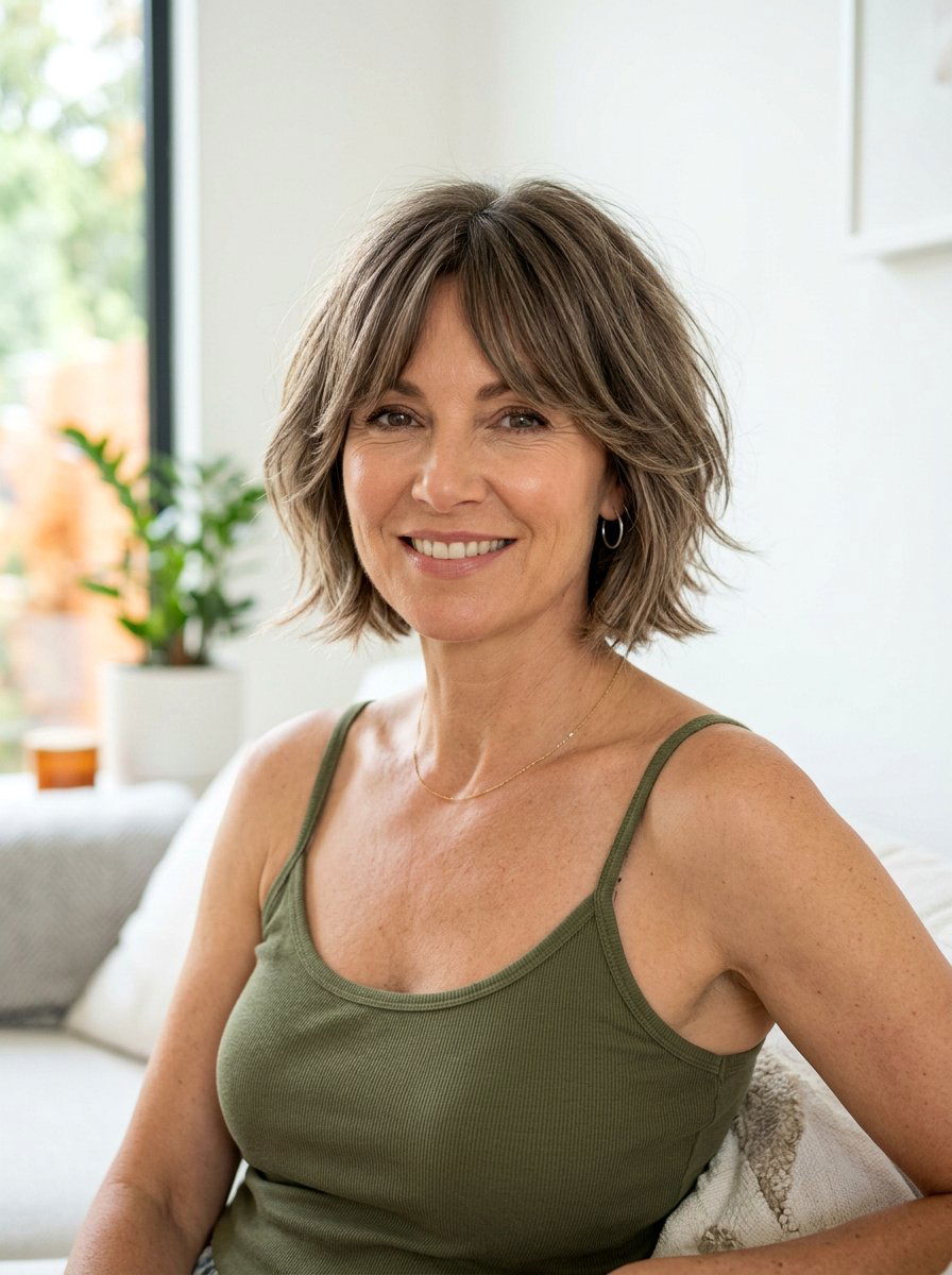 Short Hairstyle With Curtain Bangs - 20 short haircut for women over 40 - 20 short haircut for women over 40