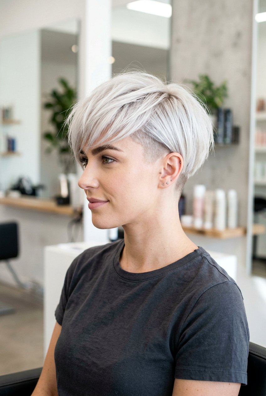 Short Icy Platinum Bob With Undercut - 20 icy platinum bob - 20 icy platinum bob