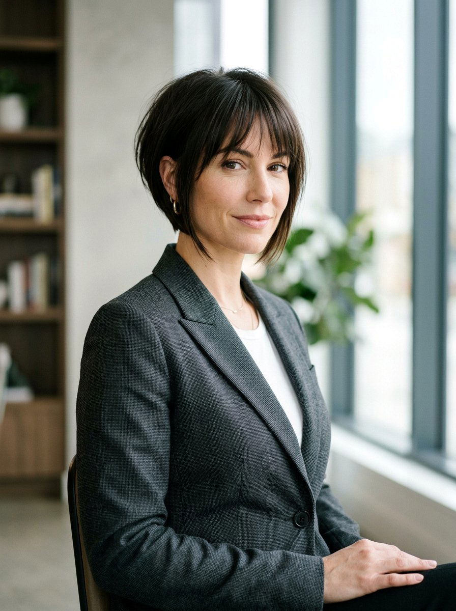 Short Inverted Bob with Wispy Bangs - 20 short haircut with wispy bangs