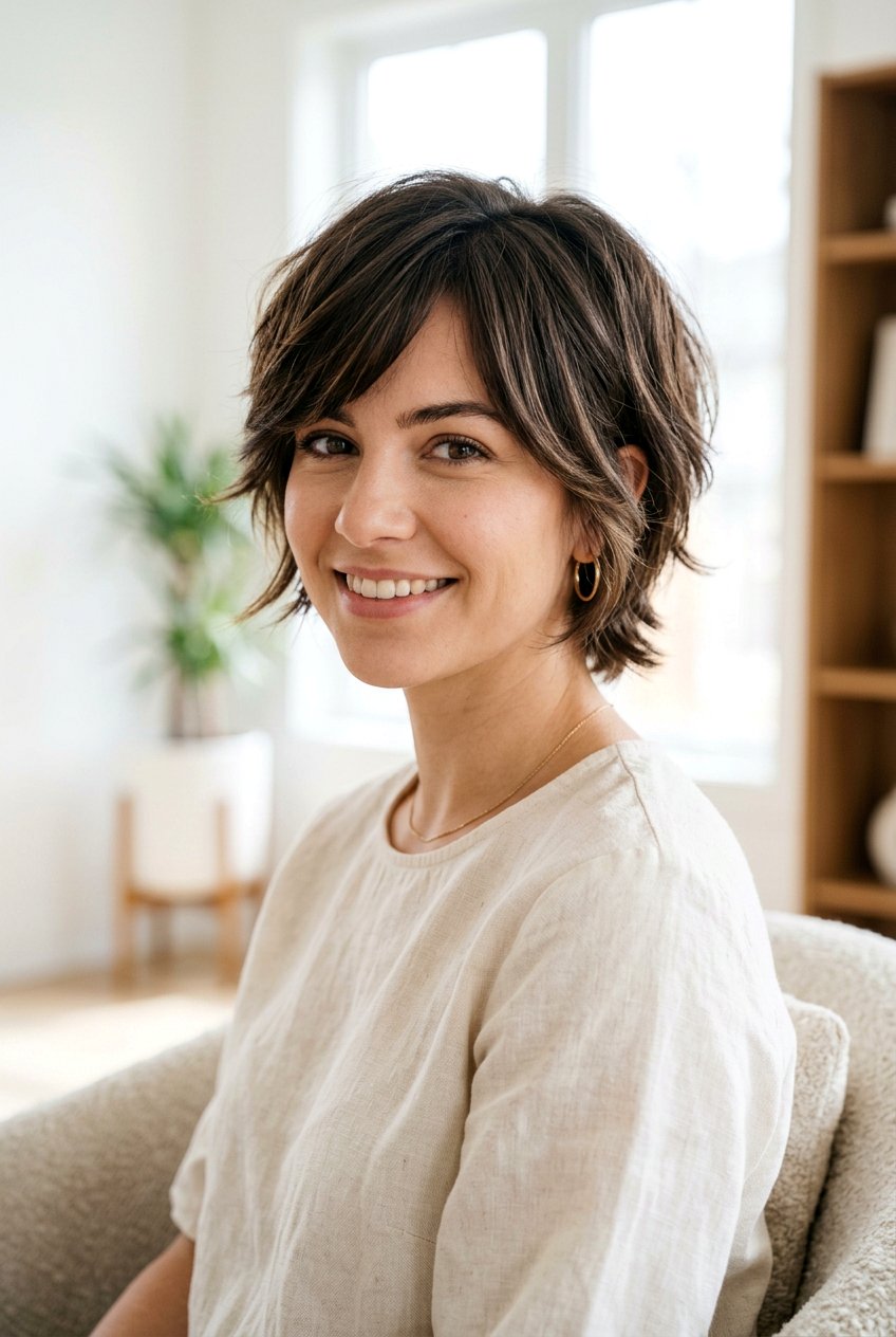 Short Layered Cut With Side Swept Bangs For Thick Hair - 20 low maintenance short haircut for thick hair - 20 low maintenance short haircut for thick hair