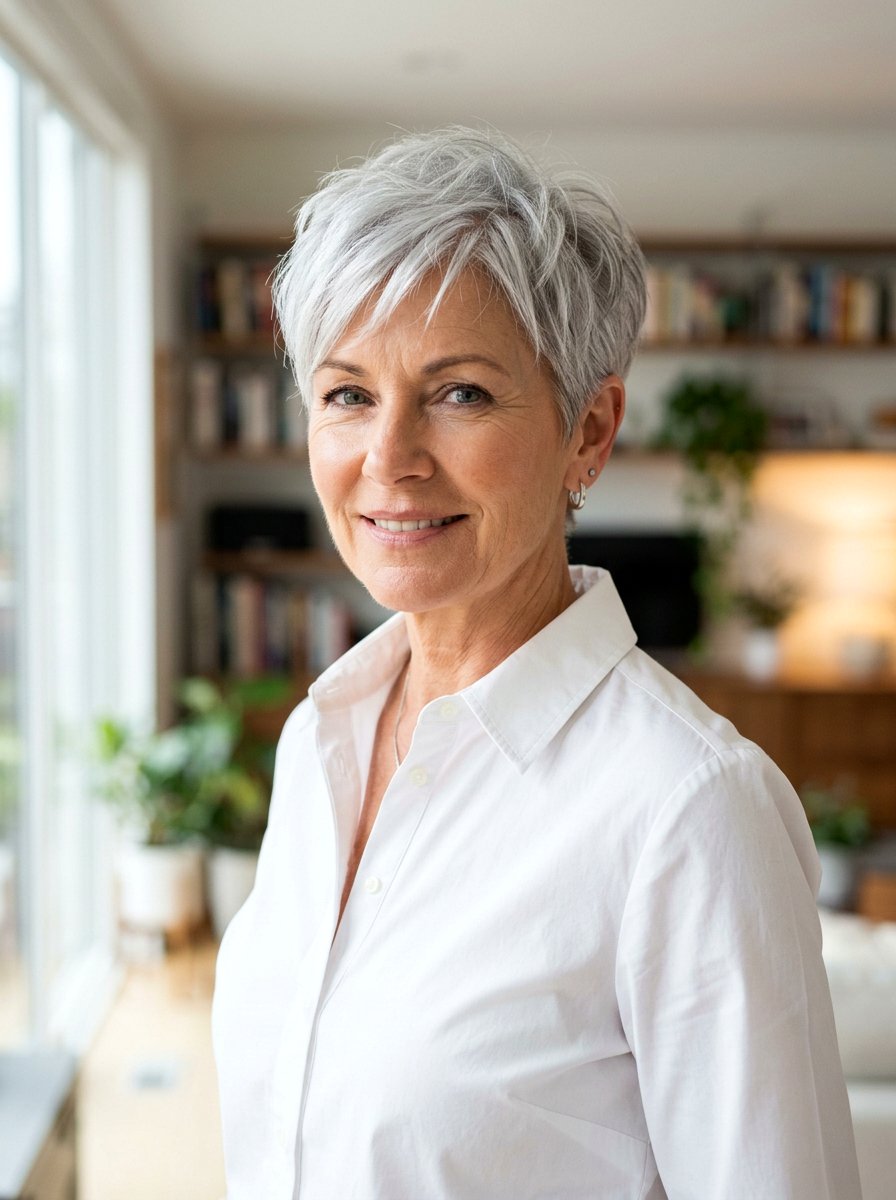 Short Layered Pixie Cut - 20 elegant haircut for naturally gray hair - 20 elegant haircut for naturally gray hair