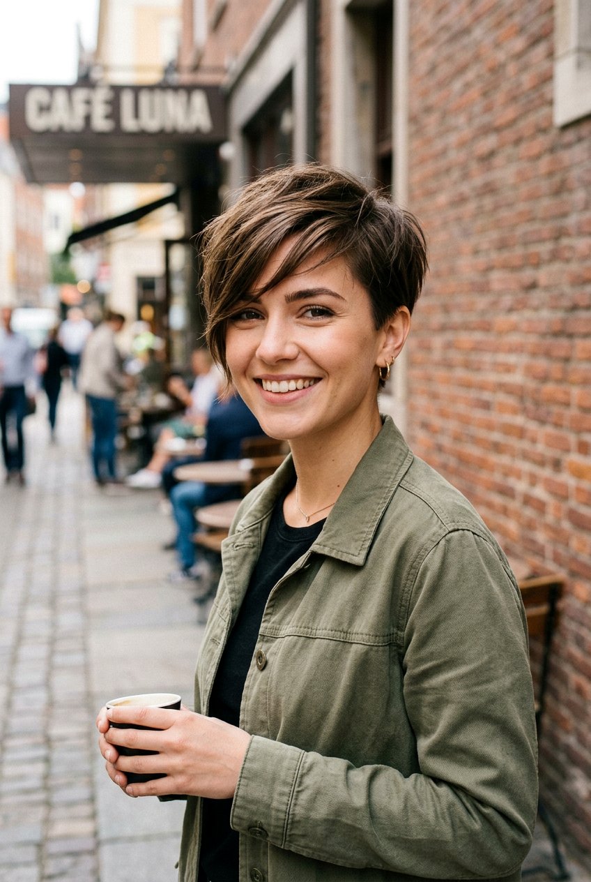 Short Layered Pixie With Long Side Fringe - 20 short hair with side fringe - 20 short hair with side fringe
