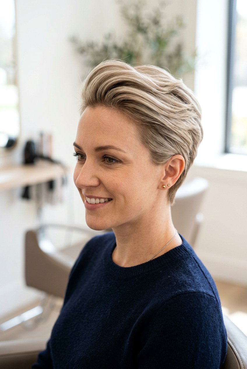 Short Layered Pixie With Swept Back Top - 20 short layered pixie for women over 70 - 20 short layered pixie for women over 70