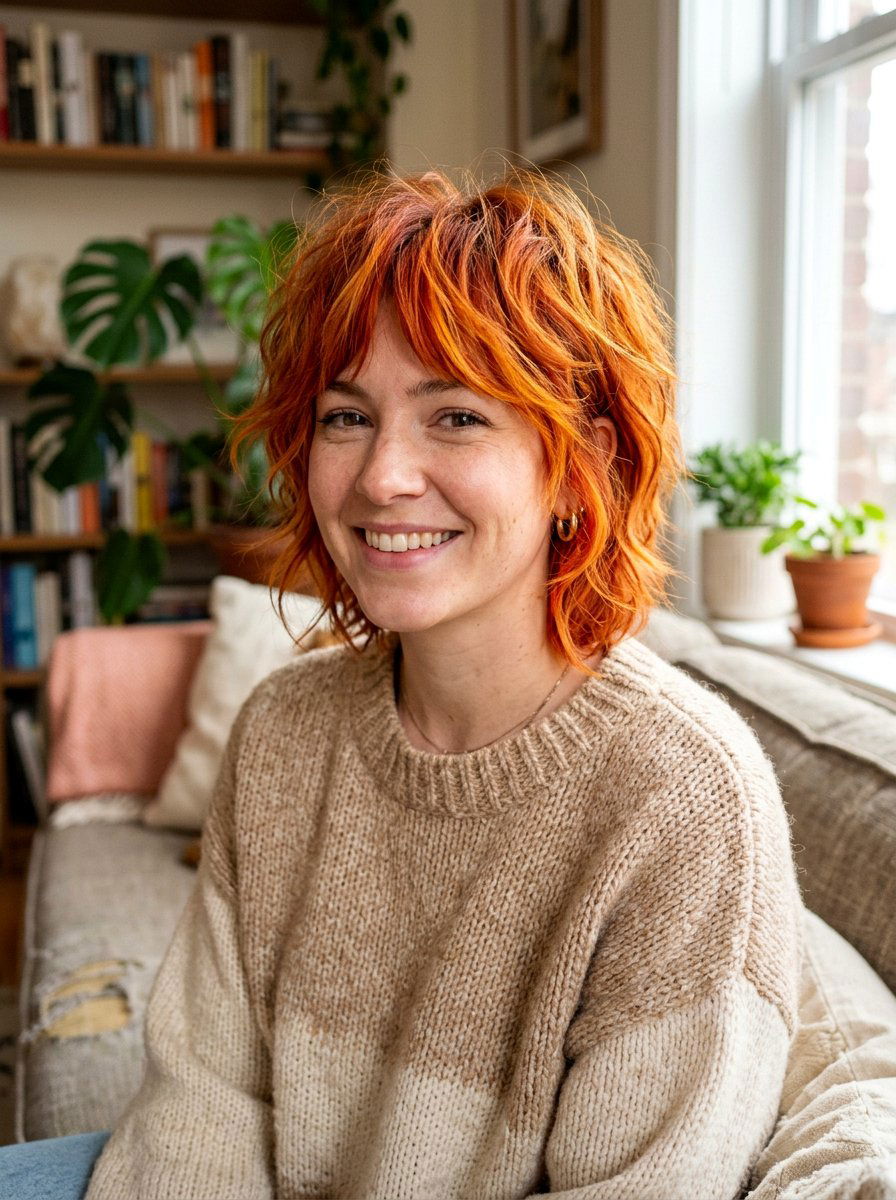 Short Layered Shag With Ginger Orange - 20 layered haircut hair color ideas - 20 layered haircut hair color ideas