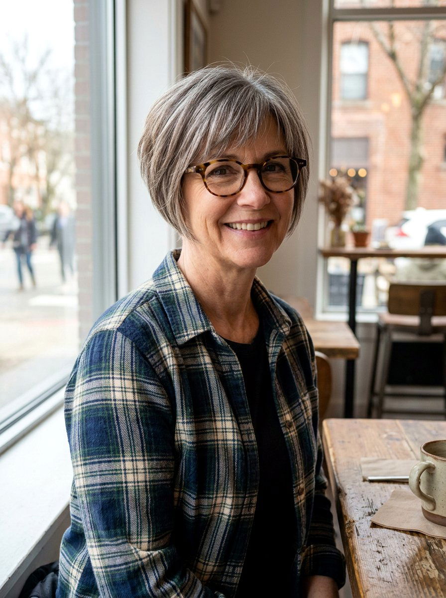 Short Layered Wedge Cut - 20 interview hairstyle with glasses - 20 interview hairstyle with glasses