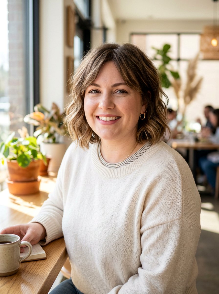 Short Lob Just Below Chin for Round Chubby Face - 20 short haircut for round chubby face women