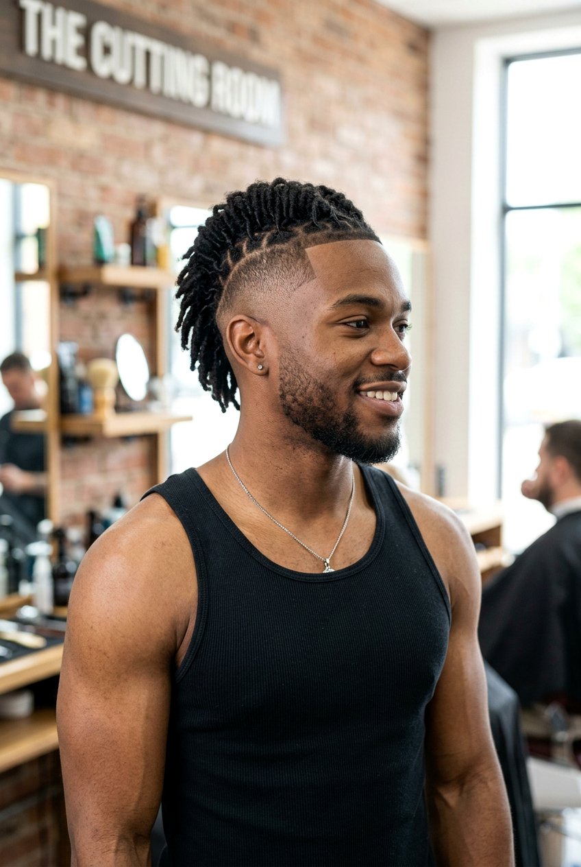 Short Locs With Burst Fade Mohawk - 20 short dreads with fade for men - 20 short dreads with fade for men