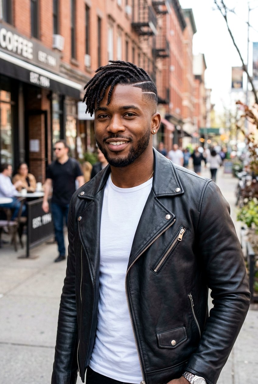 Short Locs With Hard Part Fade - 20 short dreads with fade for men - 20 short dreads with fade for men