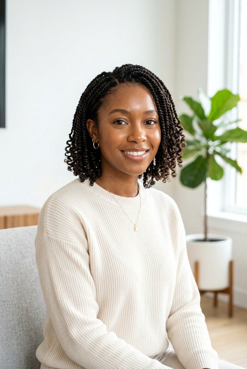 Short Mini Twists With Curly Ends Bob - 20 mini twists with curly ends - 20 mini twists with curly ends