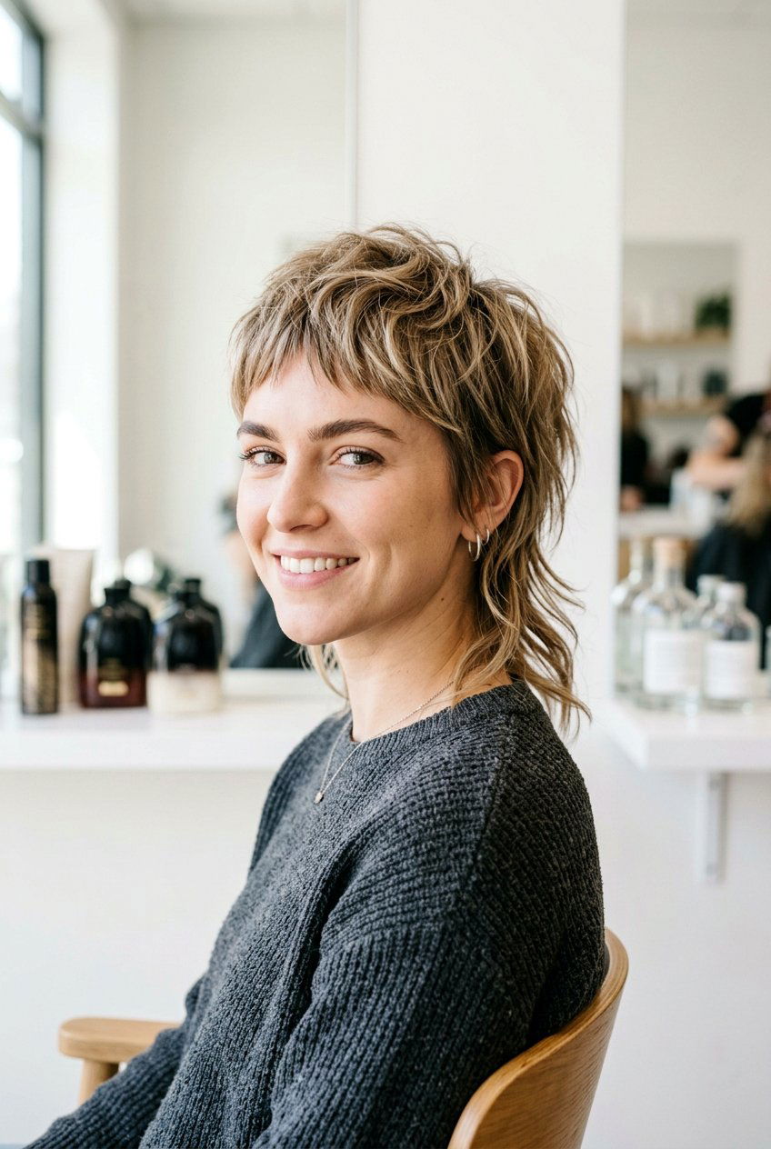 Short Mullet - 20 short haircuts for round faces - 20 short haircuts for round faces