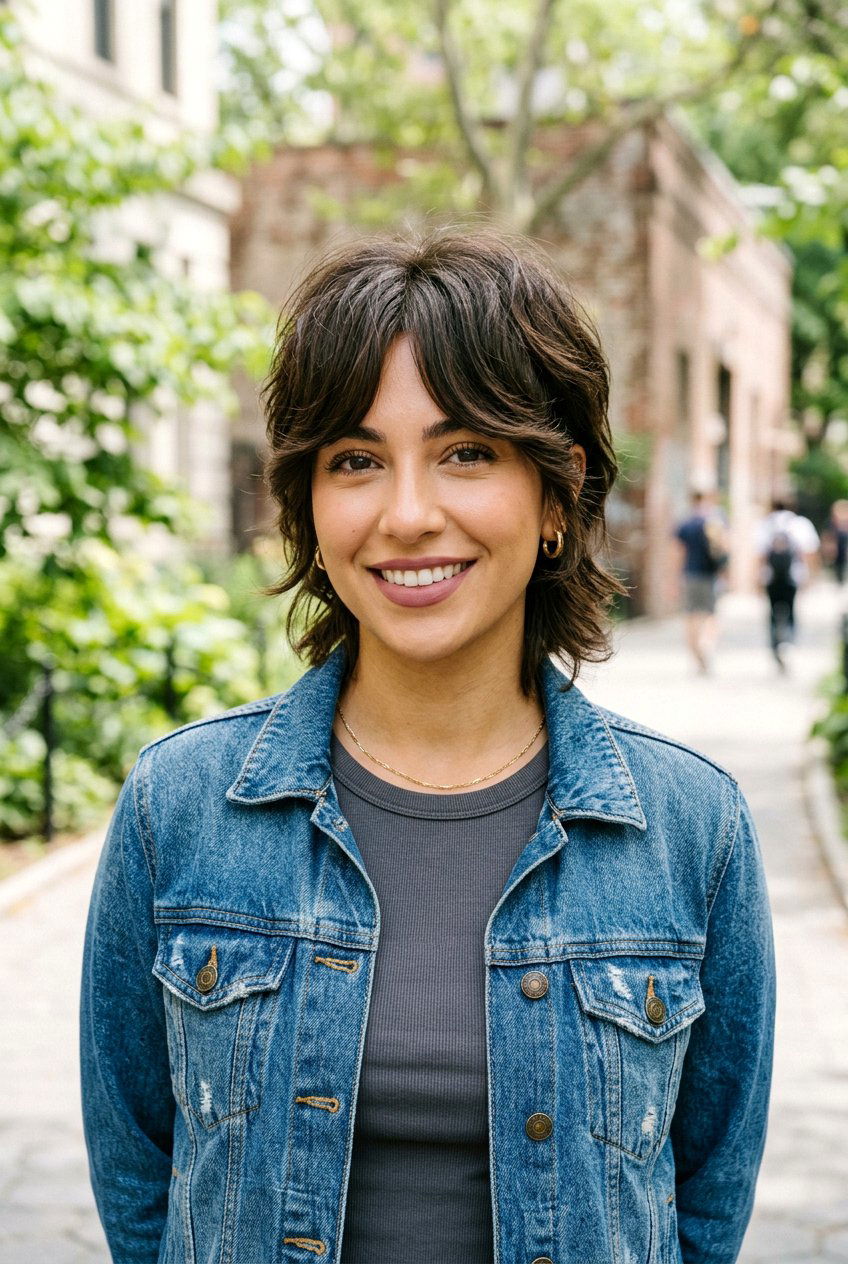 Short Mullet Haircut With Curtain Bangs - 20 mullet haircut for thick hair women - 20 mullet haircut for thick hair women