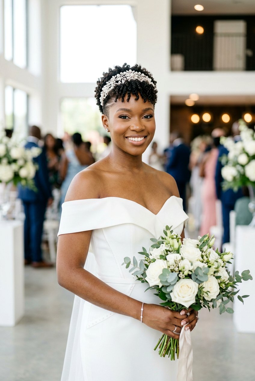 Short Natural Tapered Cut Bridal Hairstyle - 20 natural bridal hairstyles for black women - 20 natural bridal hairstyles for black women