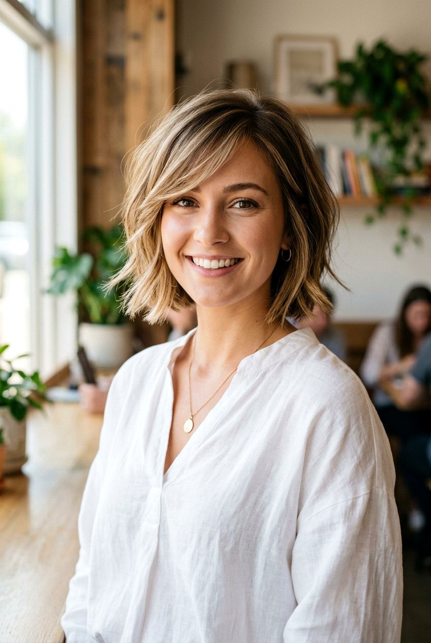 Short Neck Length Cut With Side Fringe - 20 short hair with side fringe - 20 short hair with side fringe