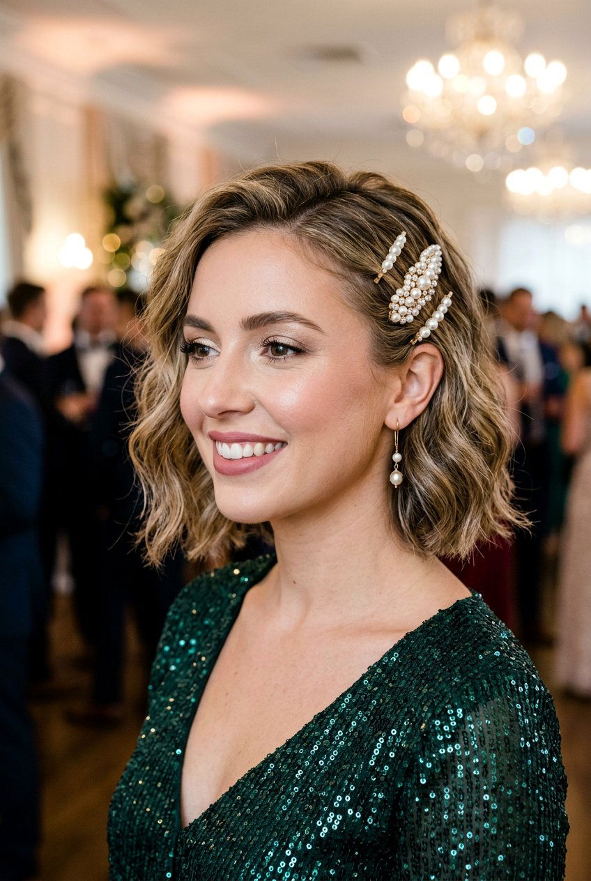 Short Party Hairstyle With Hair Accessories - 20 party hairstyles for short hair - 20 party hairstyles for short hair