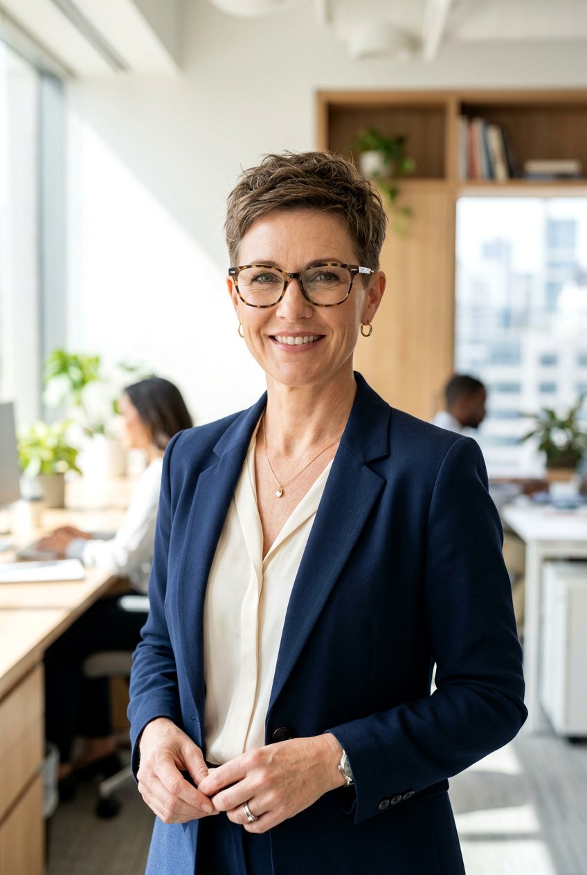 Short Pixie Cut - 20 hairstyles for women with glasses over 40 - 20 hairstyles for women with glasses over 40