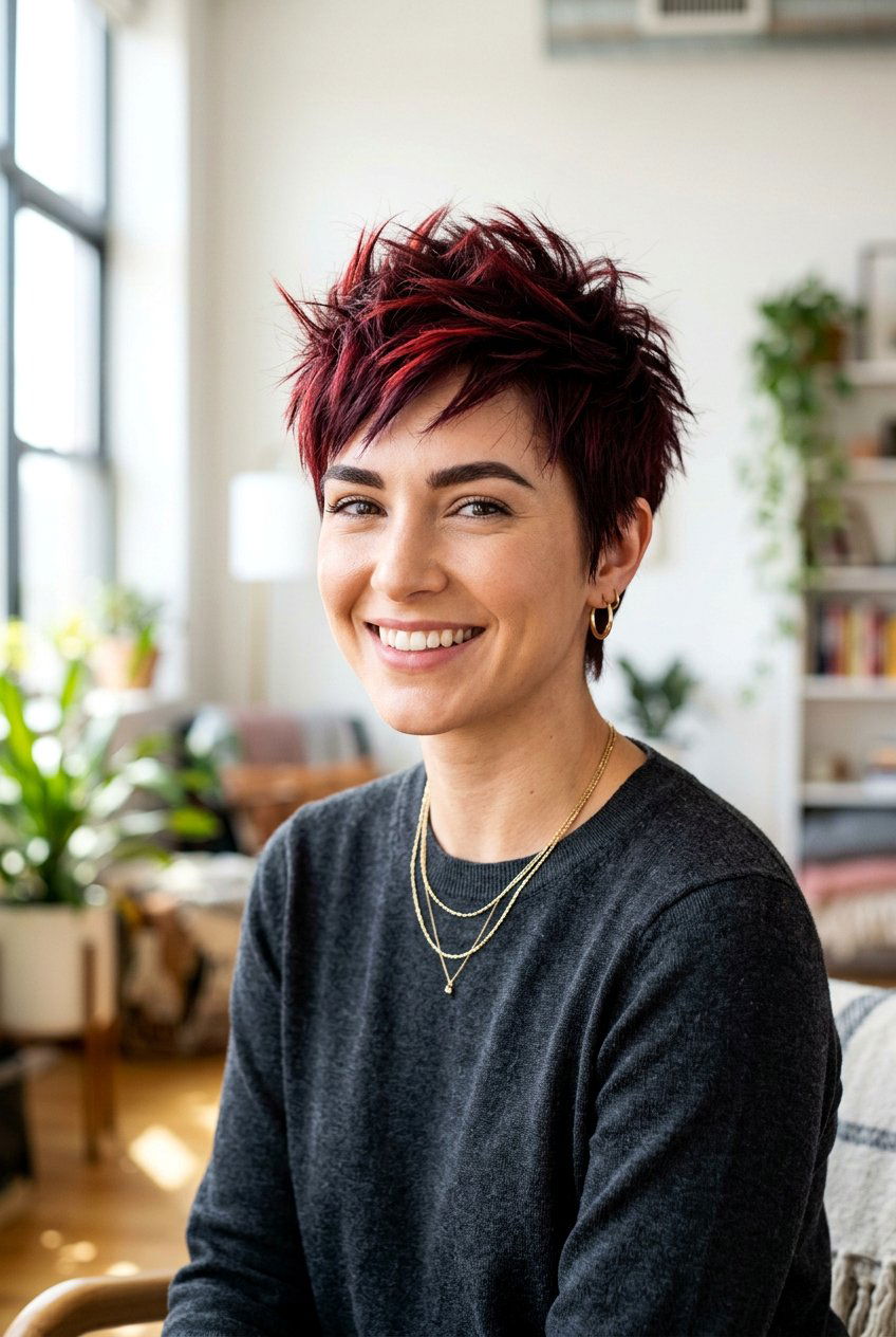 Short Pixie Cut With Burgundy Highlights - 20 burgundy highlights for mature women - 20 burgundy highlights for mature women