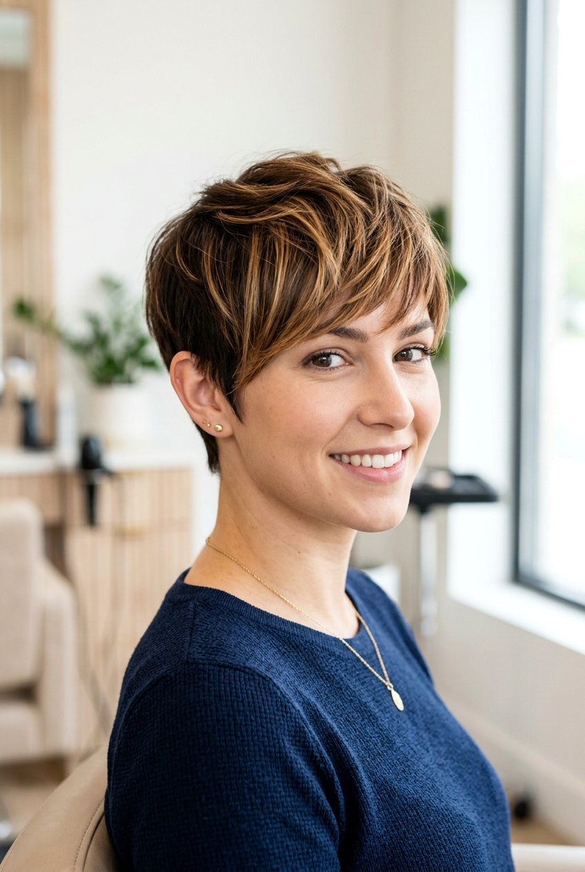 Short Pixie Cut With Caramel Balayage - 20 caramel balayage for short hair - 20 caramel balayage for short hair
