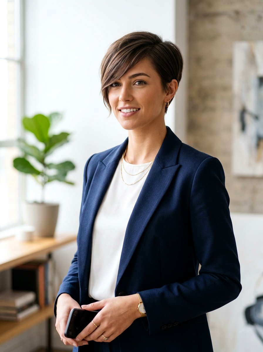 Short Pixie Cut With Long Bangs - 20 office hairstyle for women with bangs - 20 office hairstyle for women with bangs