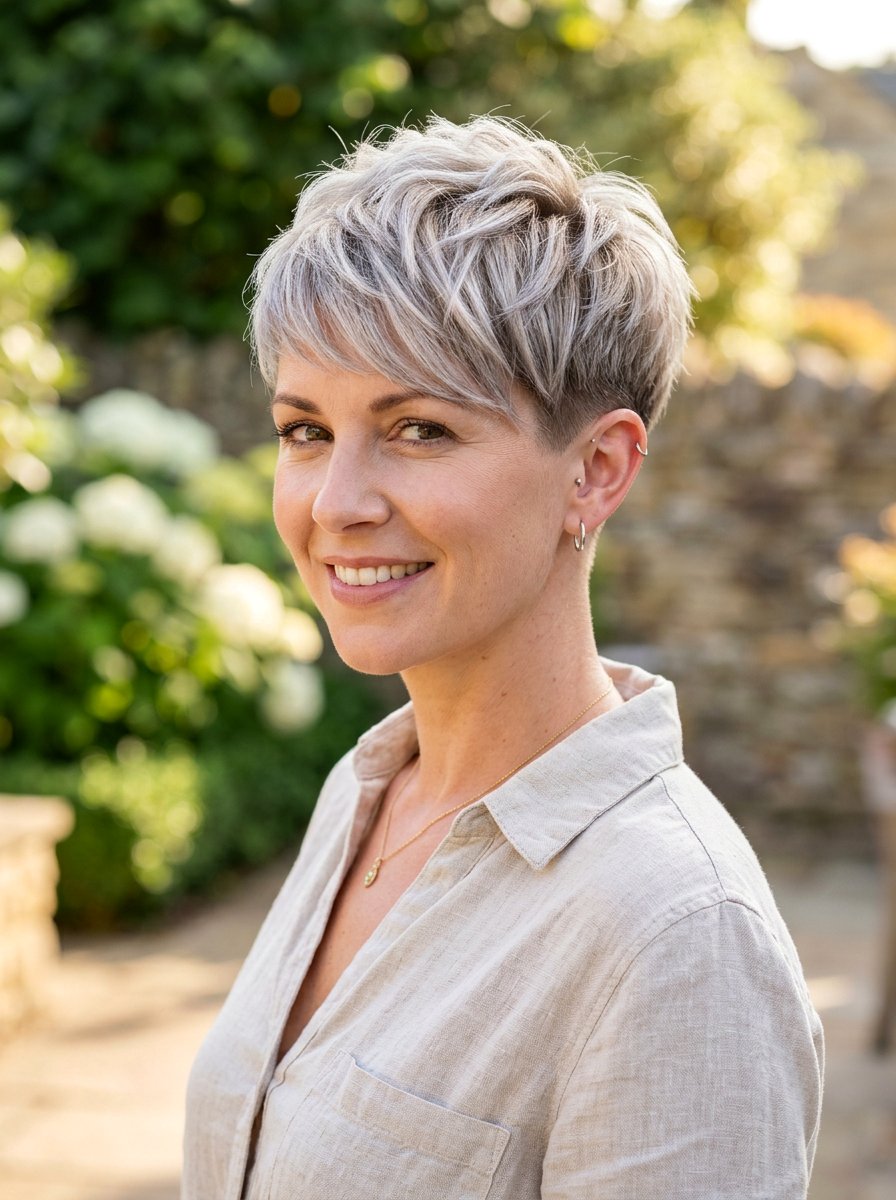 Short Pixie With Silver Beige Blend - 20 silver beige blend for mature women - 20 silver beige blend for mature women
