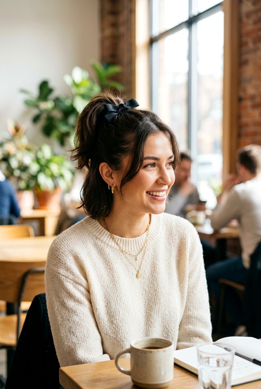 Short Ponytail With Bow - 20 birthday hairstyle with bow ponytail - 20 birthday hairstyle with bow ponytail