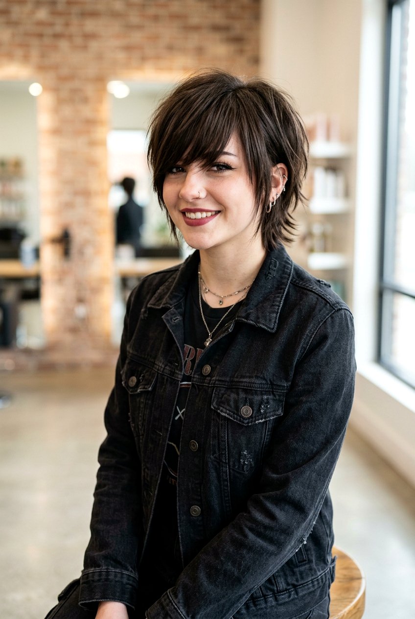 Short Scene Haircut With Side Swept Bangs - 20 scene layered haircut for girls - 20 scene layered haircut for girls