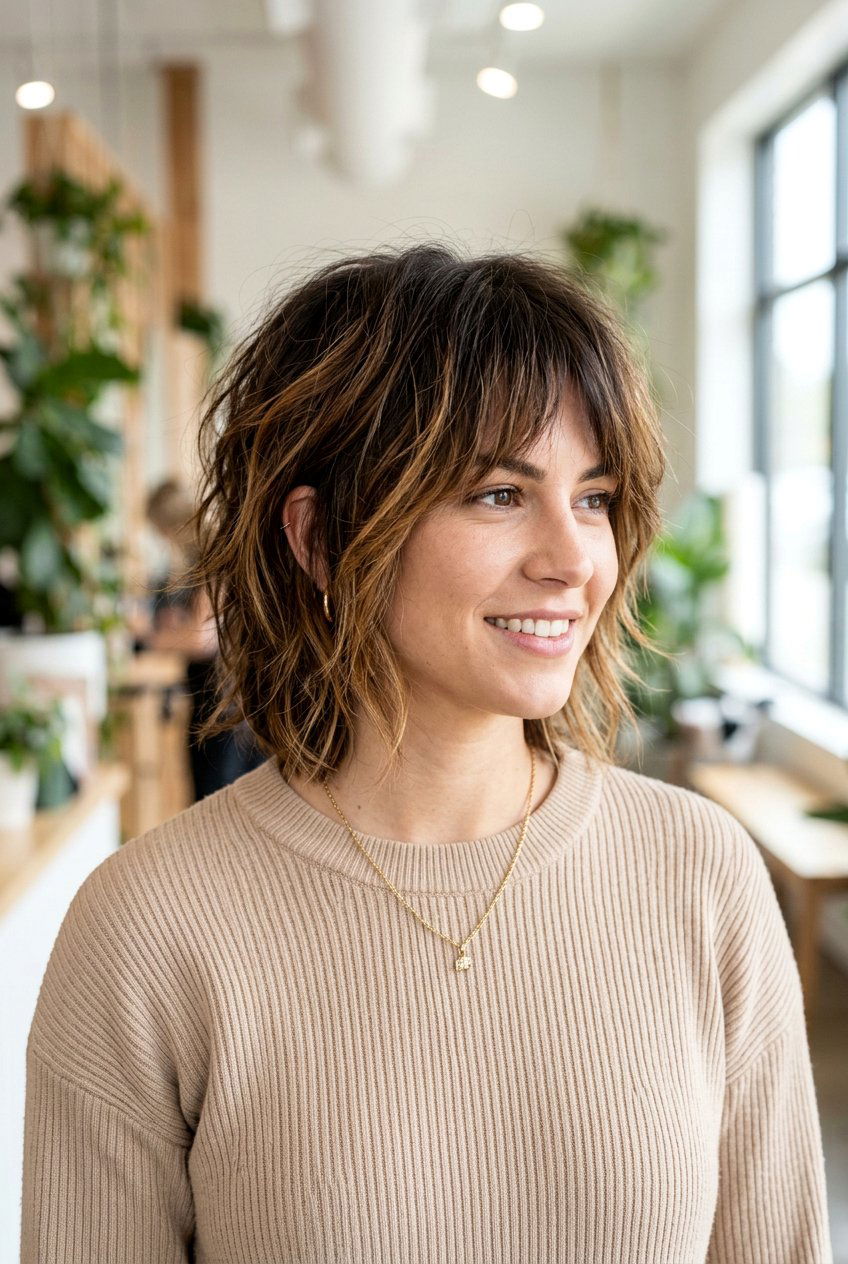 Short Shag Haircut With Caramel Balayage - 20 caramel balayage for short hair - 20 caramel balayage for short hair