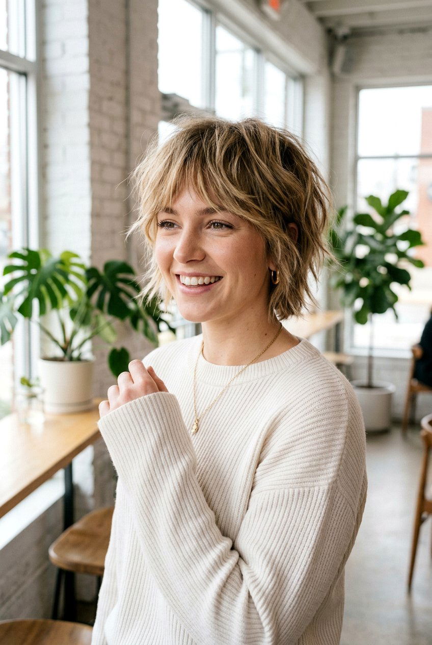 Short Shag Haircut With Texture - 20 easy short haircut for busy mornings - 20 easy short haircut for busy mornings