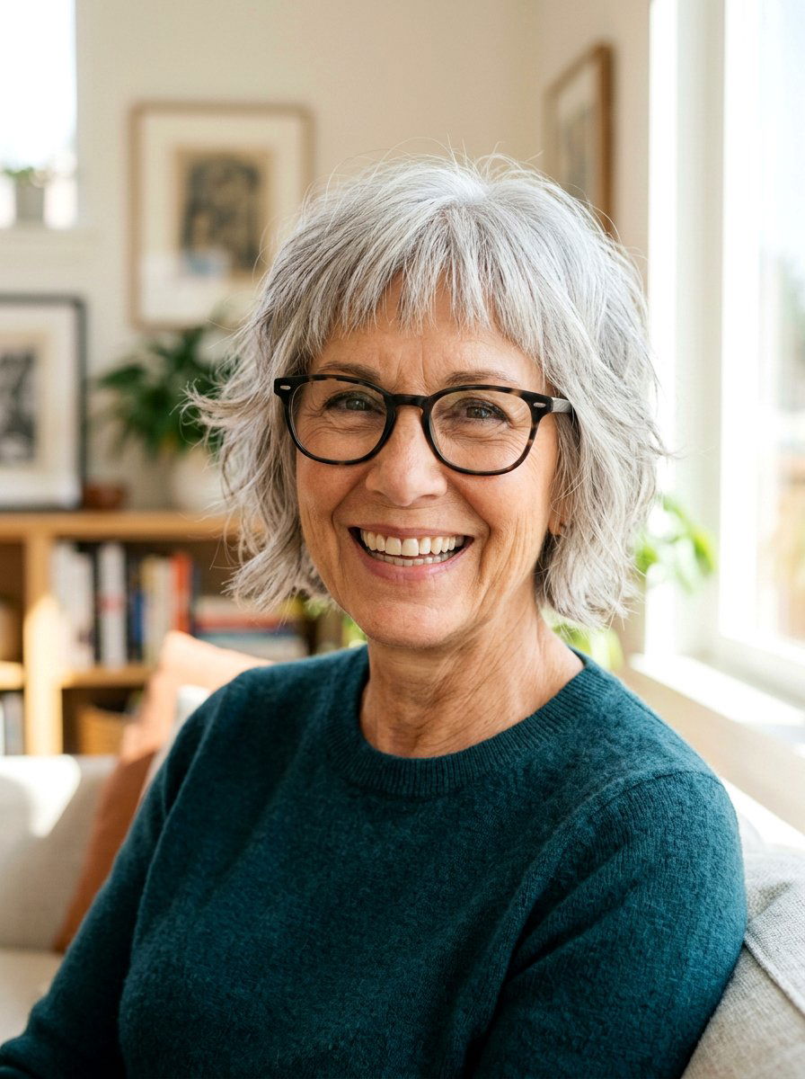 Short Shag with Bangs for Older Women with Glasses - 20 short shag with glasses for older women - 20 short shag with glasses for older women