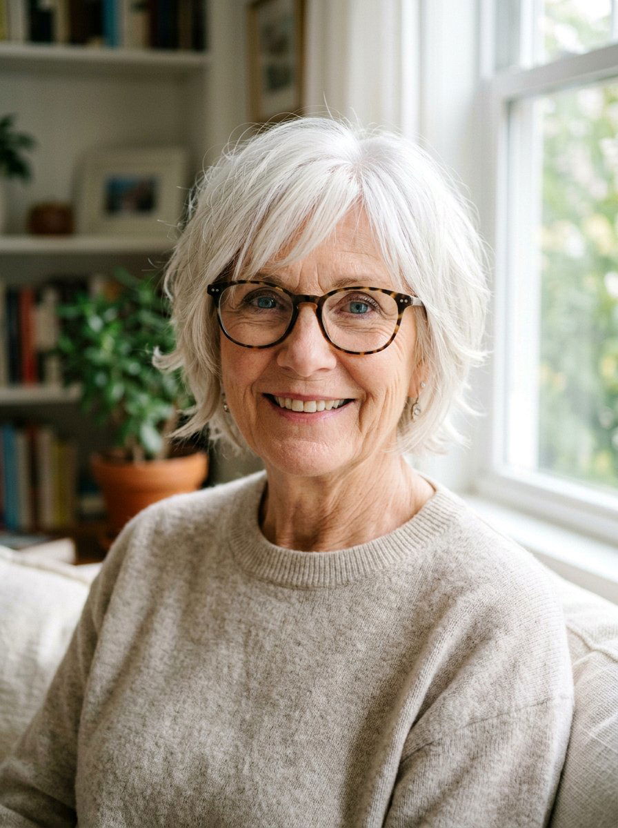 Short Shag with Face Framing Layers for Glasses - 20 short shag with glasses for older women - 20 short shag with glasses for older women