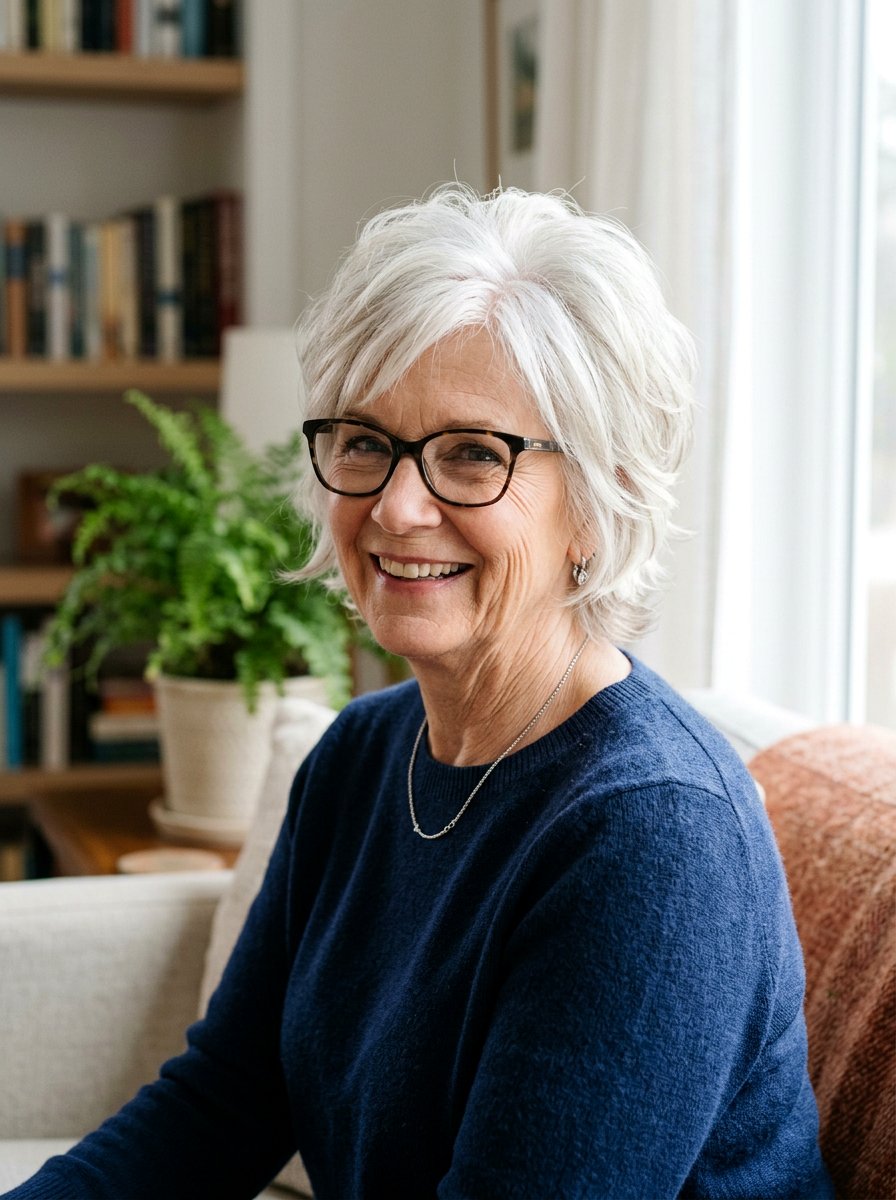 Short Shag with Volume at Crown for Glasses - 20 short shag with glasses for older women - 20 short shag with glasses for older women