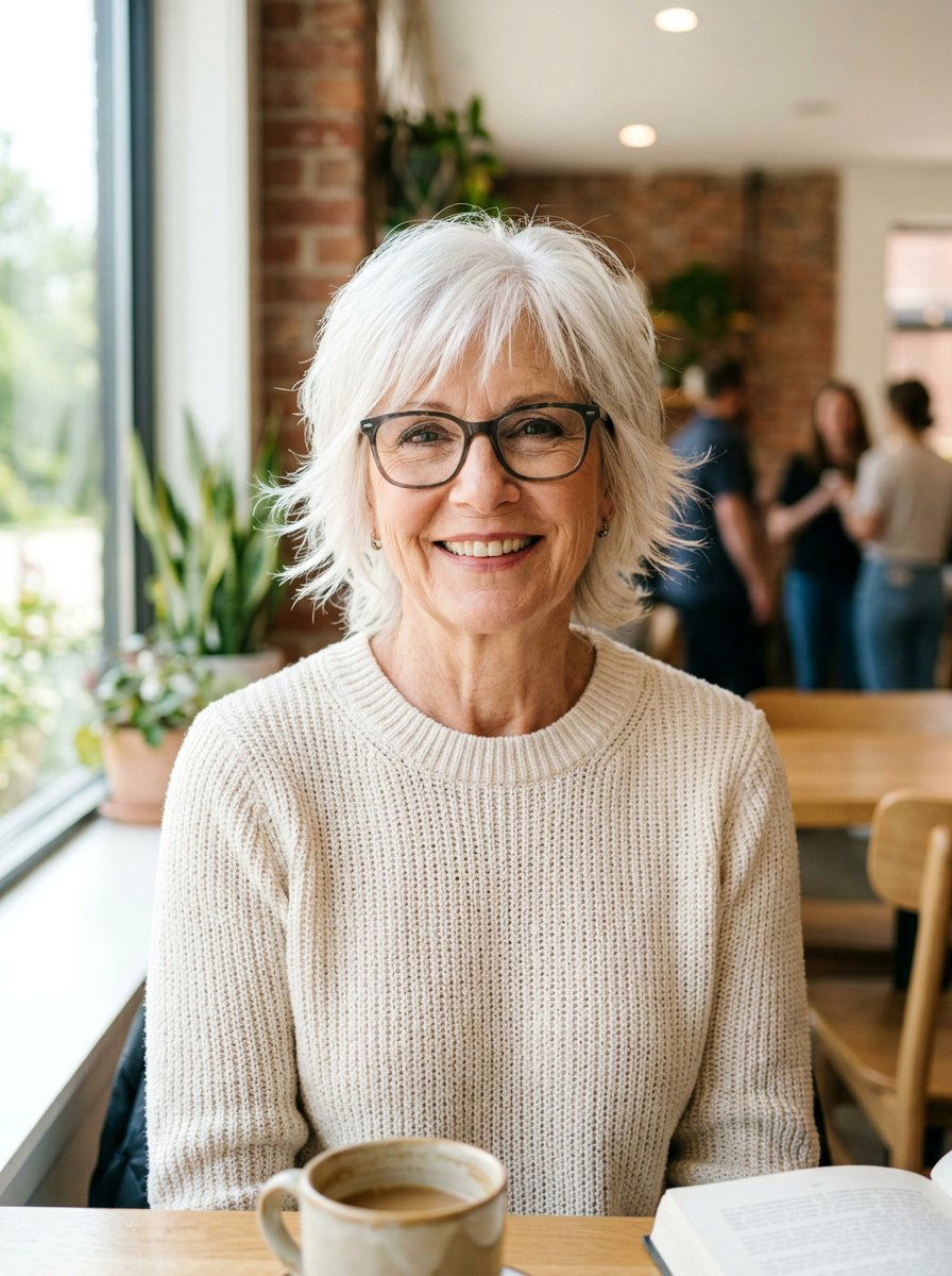 Short Shag with Wispy Ends for Older Women with Glasses - 20 short shag with glasses for older women - 20 short shag with glasses for older women